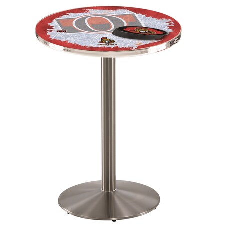 Holland Bar Stool Co 42" Stainless Steel Ottawa Senators Pub Table, 28" dia. Top L214S4228OttSen-D2